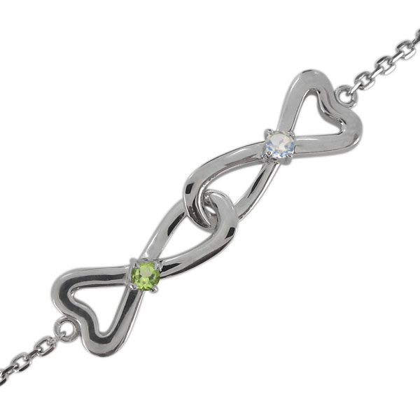 インフィニティ・アンクレット・プラチナ・ペリドット・レディース・ハート プレゼント 母の日 2023
