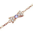 アンクレット 高級 ブランド 18k ゴールド ブレスレット レディース リボン タンザナイト 12月誕生石 りぼん 18金 金属アレルギー対応 k18 ジュエ...