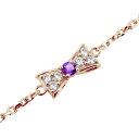 アンクレット 高級 ブランド 18k ゴールド ブレスレット レディース リボン アメジスト 2月誕生石 りぼん 18金 金属アレルギー対応 k18 ジュエリー...