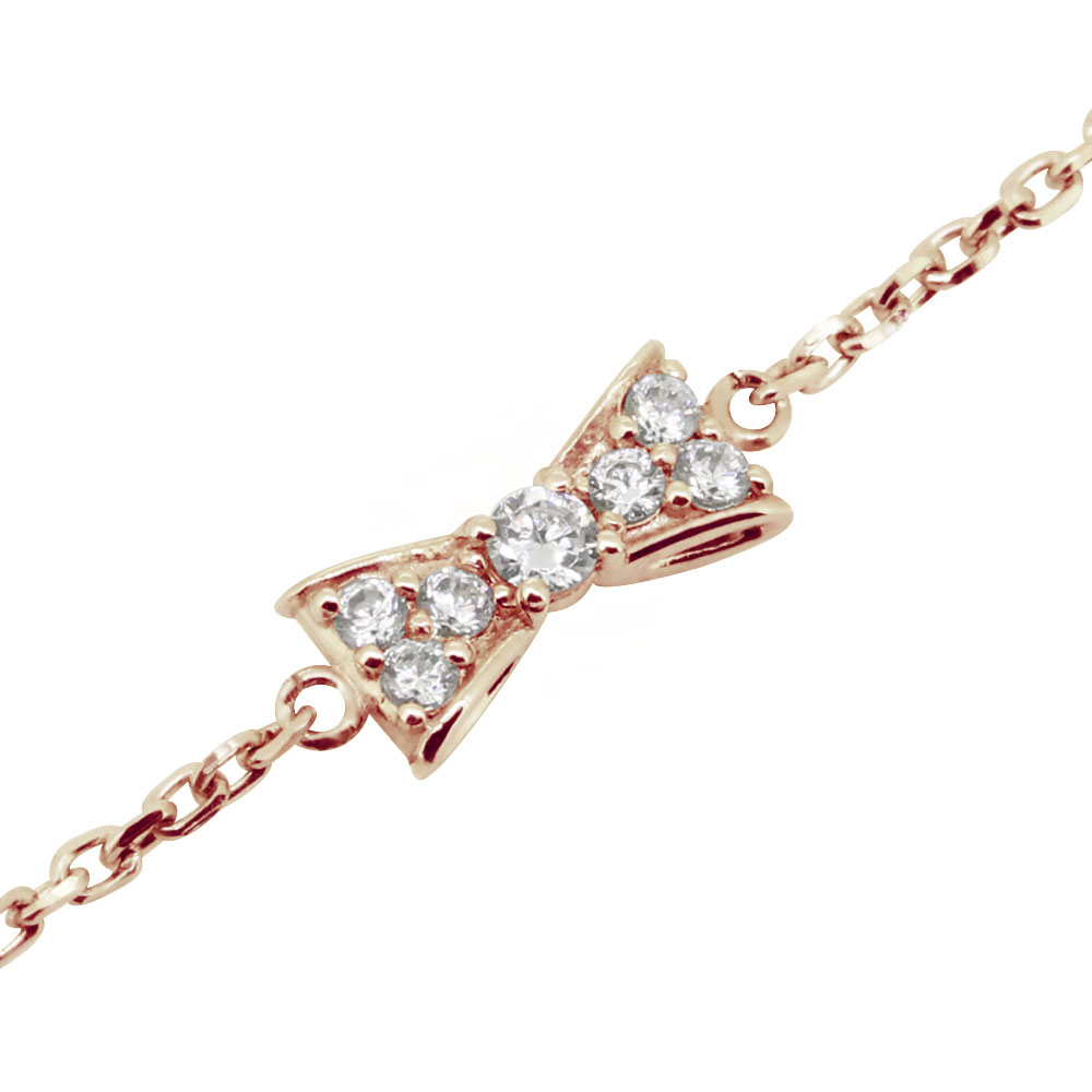 アンクレット 高級 ブランド 18k ゴールド ブレスレット レディース リボン ダイヤモンド 4月誕生石 りぼん 18金 金属アレルギー対応 k18 ジュエリ...