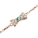 アンクレット 高級 ブランド 18k ゴールド ブレスレット レディース リボン エメラルド 5月誕生石 りぼん 18金 金属アレルギー対応 k18 ジュエリー 女性用