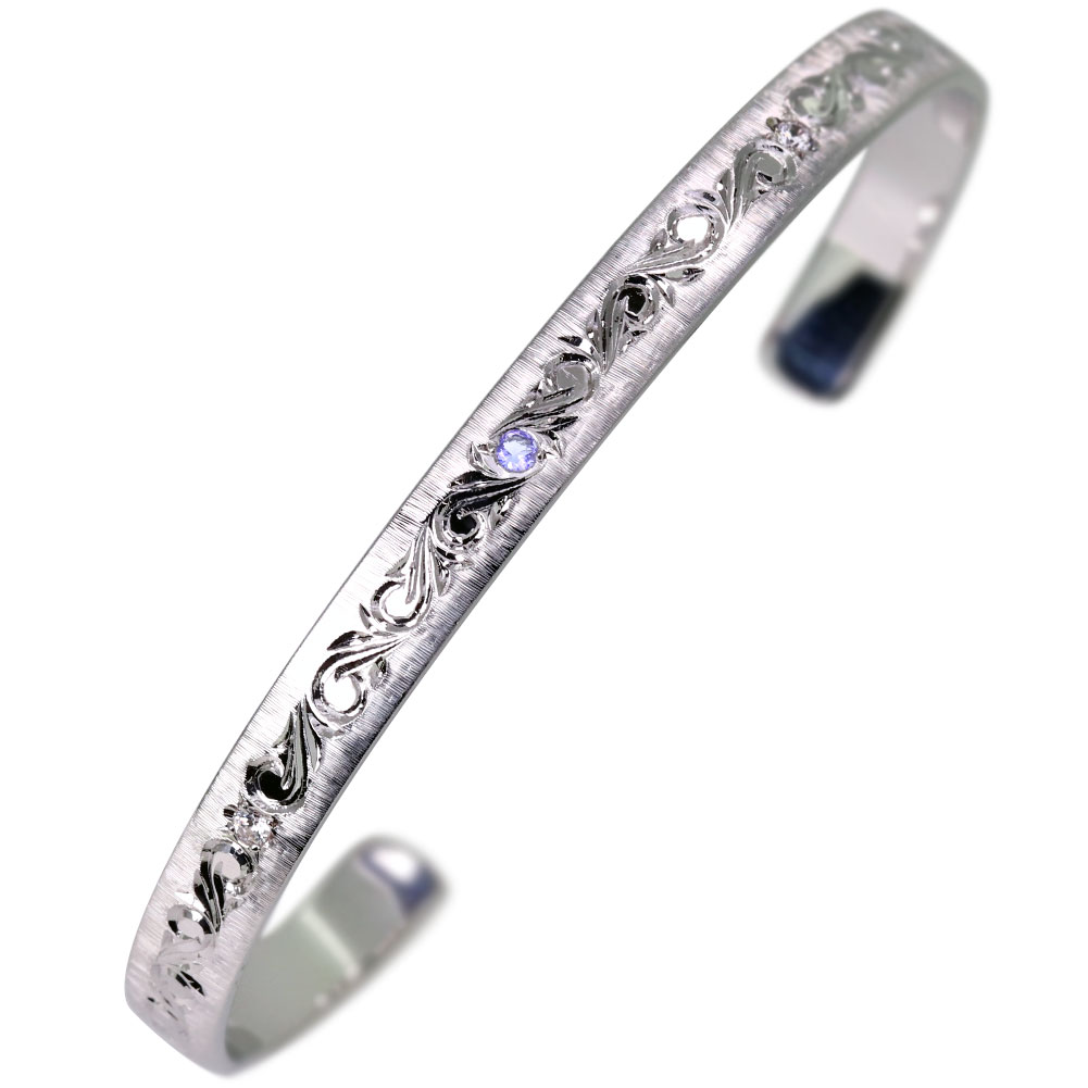 シルバー バングル レディース タンザナイト 誕生石 12月 唐草 彫り ブレスレット ブランド 20代 30代 40代 50代 女性 プレゼント ギフト 誕生...