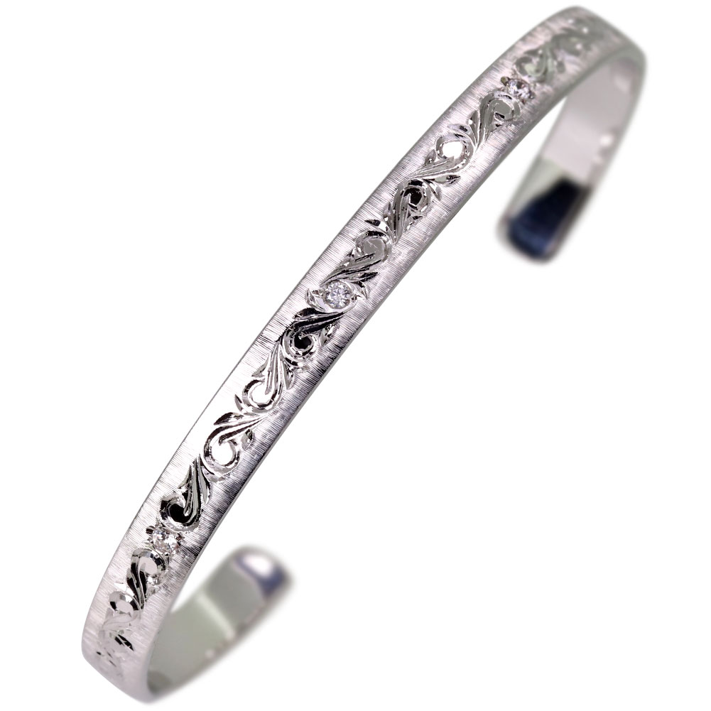 シルバー バングル レディース ダイヤモンド 誕生石 4月 唐草 彫り ブレスレット ブランド 20代 30代 40代 50代 女性 プレゼント ギフト 誕生日...