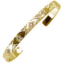 18金 バングル ゴールド 18k k18 メンズ ブレスレット ピンクトルマリン 誕生石 10月 彫り 彫金 男性 ジュエリー 大人 かっこいい プレゼント ...