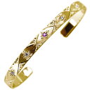 18金 バングル ゴールド 18k k18 メンズ ブレスレット アメジスト 誕生石 2月 彫り 彫金 男性 ジュエリー 大人 かっこいい プレゼント 誕生日 ...