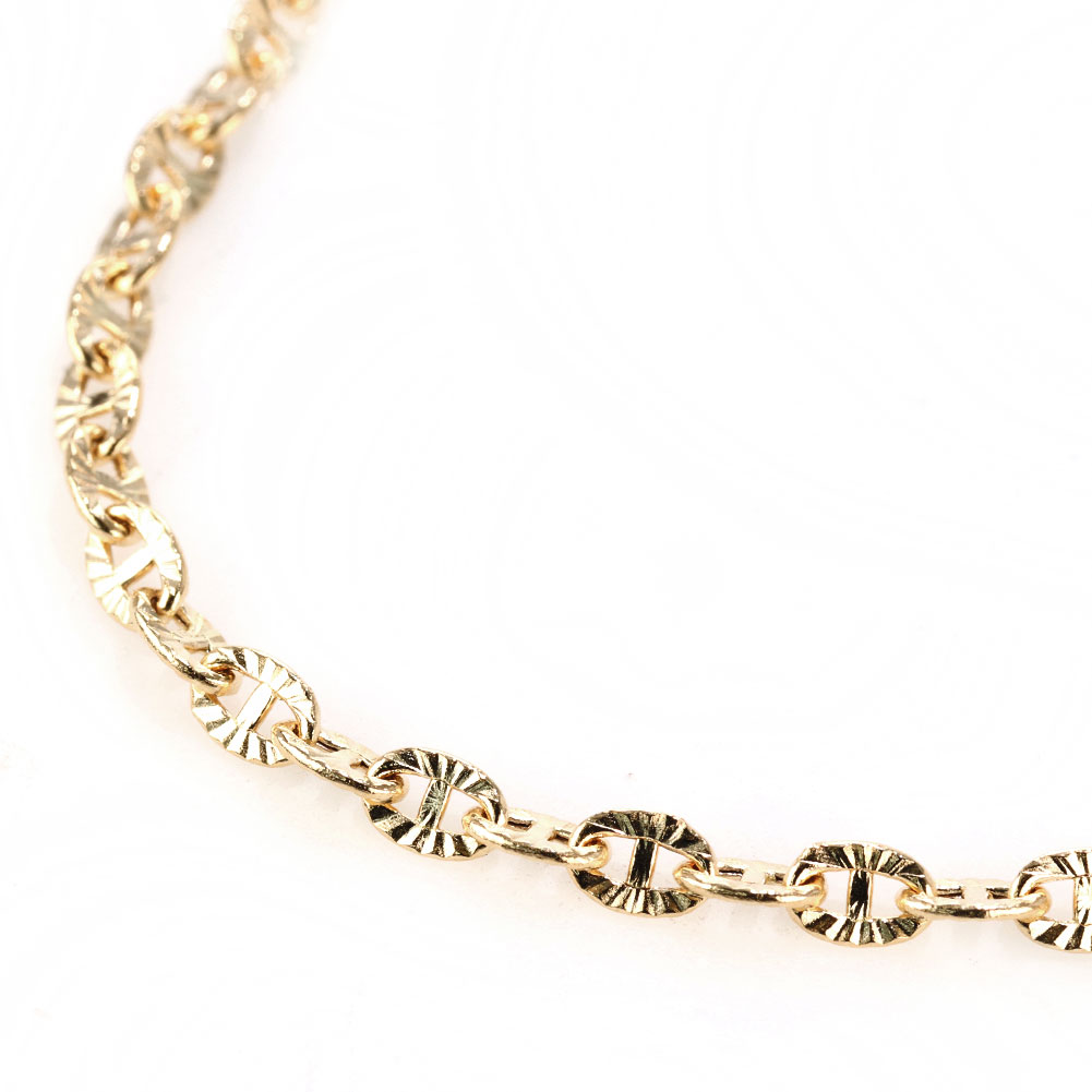 ブレスレット イエローゴールド K18 中空チェーン メンズ ルナ K18YG 中空 地金 16cm 18cm 20cm ブレス..