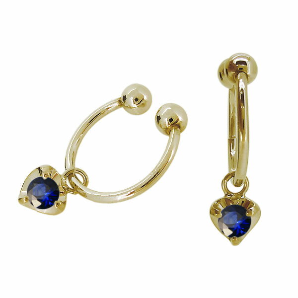 イヤリング 痛くない レディース ハート 両耳セット 18金 ピンク ゴールド サファイア フープ イヤーカフ 18k 母の日 2024