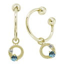 揺れる イヤリング おしゃれ 月 星 フープピアス 18k ノンホール ブルートパーズ イヤーカフ シンプル