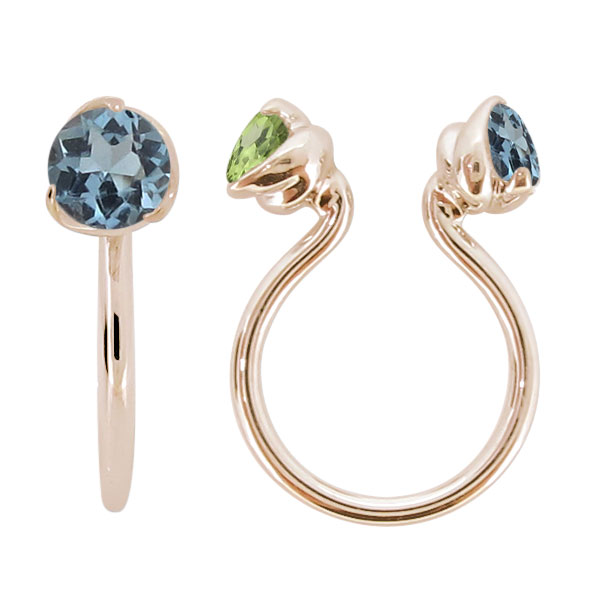 イヤーカフ シンプル レディース イヤリング おしゃれ k10 アクアマリンサンタマリア フープイヤリング..