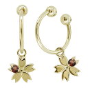 フープイヤリング k18 ノンホールピアス 桜の花 さくらモチーフ ガーネット シンプル イヤーカフ レディース 18k イエロー ピンク 母の日 2024