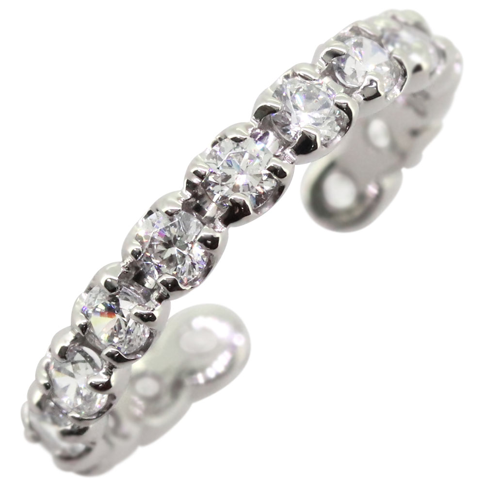 イヤーカフ ダイヤモンド シンプル レディース エタニティ ダイヤモンドのイヤーカフ 片耳用 プラチナノンホールピアス 4月 誕生石 シンプル かわいい 大人 ...