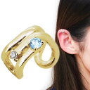 ノンホールピアス ゴールド イヤーカフ 18金 18k レディース 11月誕生石 ブルートパーズ