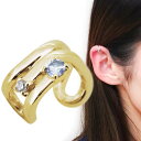 ノンホールピアス ゴールド イヤーカフ 18金 18k レディース 3月誕生石 アクアマリンサンタマリア