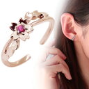 イヤーカフ レディース 桜 サクラ 片耳 誕生石 7月 ルビー 10金 10k イヤカフ 桜モチーフ