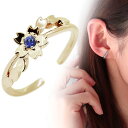 イヤーカフ 18k 18金 桜 イヤカフ 片耳 サファイア 誕生石 9月 花 サクラ イヤリング