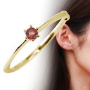 イヤーカフ 18k ゴールド ピンクゴールド イヤカフ 片耳 18金 華奢 ガーネット シンプル