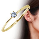 イヤーカフ 18k ゴールド ピンクゴールド イヤカフ 片耳 18金 華奢 アクアマリンサンタマリア シンプル