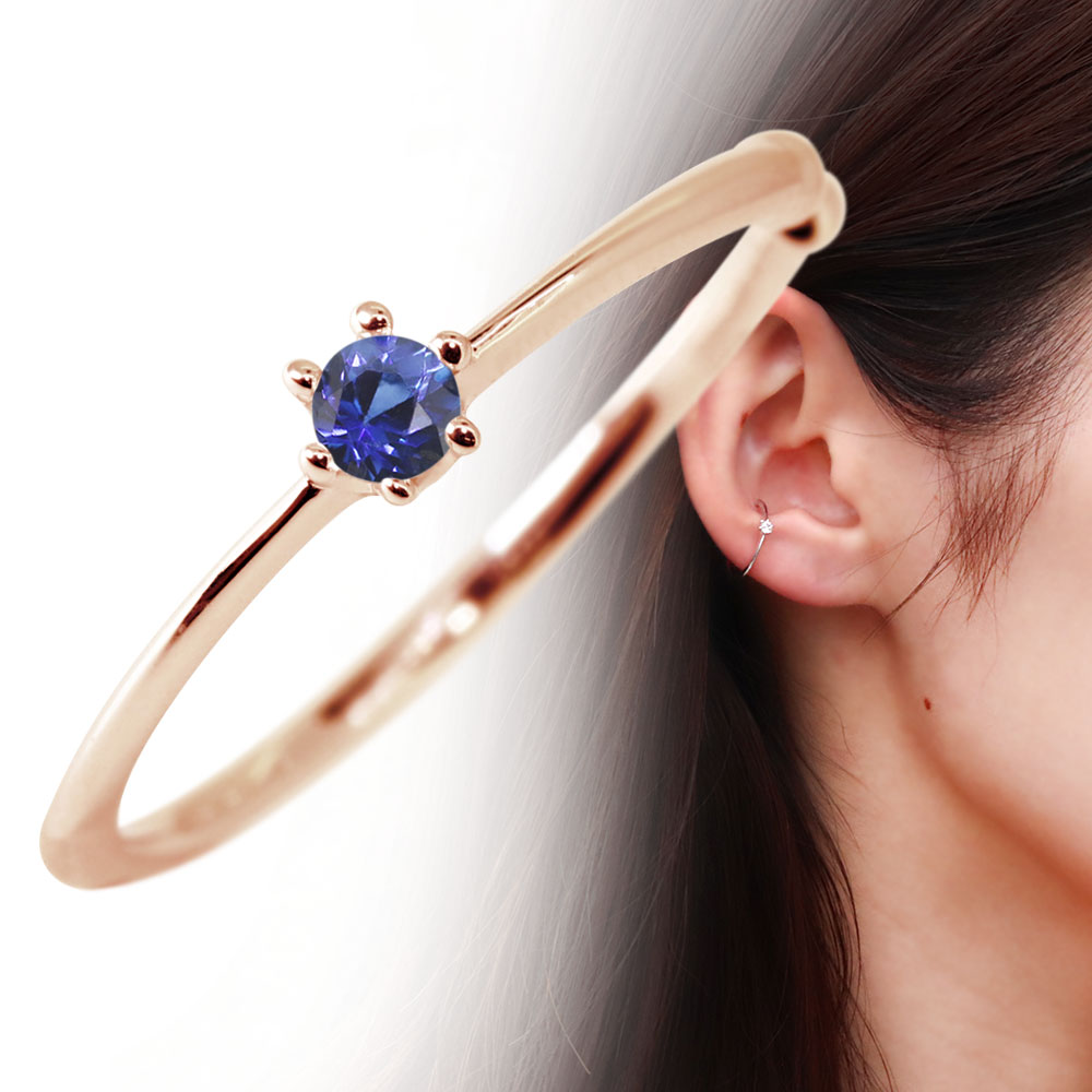 イヤーカフレディースサファイア片耳...