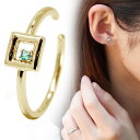 イヤーカフ ゴールド 18k 18金 レディース 片耳用 5月誕生石 エメラルド イヤカフ(4)