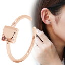 イヤーカフ レディース 片耳用 イヤカフ 10金 四角形 誕生石 1月 ガーネット 重ね付け