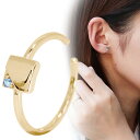 イヤーカフ イヤカフ レディース 片耳用 18金 18k 11月誕生石 ブルートパーズ イヤリング 幾何学