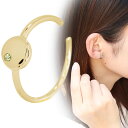 イヤーカフ 18k ゴールド レディース 18金 K18 ペリドット 誕生石 8月 イヤカフ 片耳 シンプル 丸