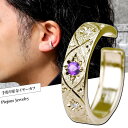 18金 イヤーカフ イヤカフ メンズ イエローゴールド 18k 片耳用 アメジスト イヤーカフス ユニセックスデザイン イヤリング 男性