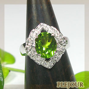 ペリドットリング・プラチナ・ダイヤモンド・指輪【1105-m】