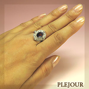 プラチナ・ガーネットリング・ダイヤモンド・指輪【1105-m】