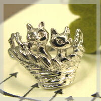 ほのぼの ねこ（キャットリング） K10 ダイヤモンド リング