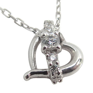 プラチナ・ハート・ネックレス・一粒・ダイヤモンド・ネックレス