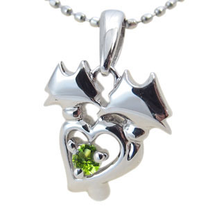 ハート・プラチナ・ペリドット・ネッ...