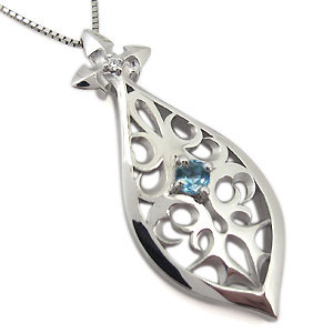 メンズ・ネックレス・一粒・ブルートパーズ・ペンダント・18金・11月誕生石 父の日 2023(4)