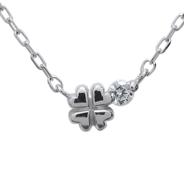 プラチナ ダイヤモンド ペンダント クローバー プチネックレス