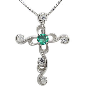クロス ネックレス 唐草 10金 メンズ エメラルド ネックレス 父の日 2024