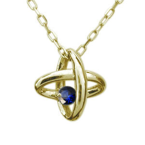 サファイア 一粒 ネックレス 星 サファイアペンダント K18