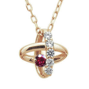 ルビー一粒ネックレス星ルビーペンダ...