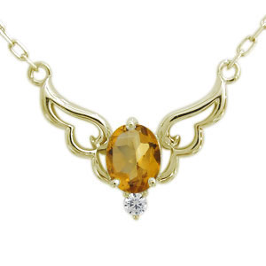 11月誕生石 エンジェル ネックレス シトリン 18金 天使の羽 ペンダントのサムネイル