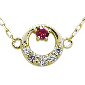 ルビー ネックレス 月 プチネックレス K18 ペンダント