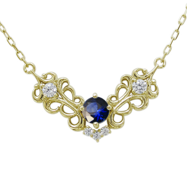 サファイアネックレスアラベスク唐草...