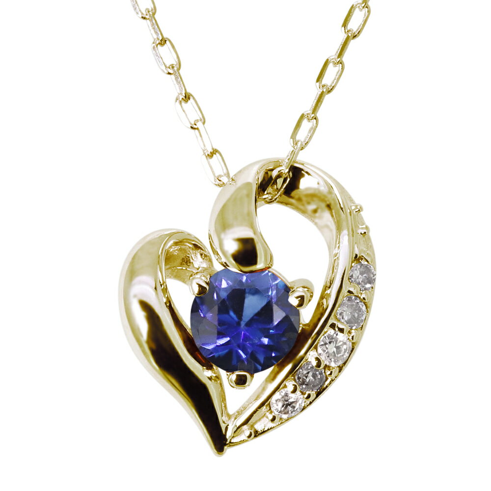 ハート ネックレス サファイア オープンハート ペンダント 10金 ハートネックレス レディース 9月誕生石 女性 プレゼント 誕生日 記念日 クリスマス 大人 ギフト かわいい