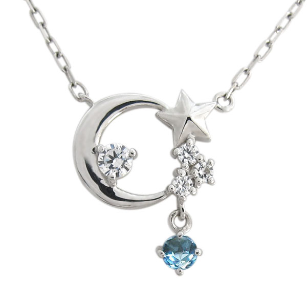 ブルートパーズ 月 星 ネックレス スター ペンダント シルバー アクセサリー
