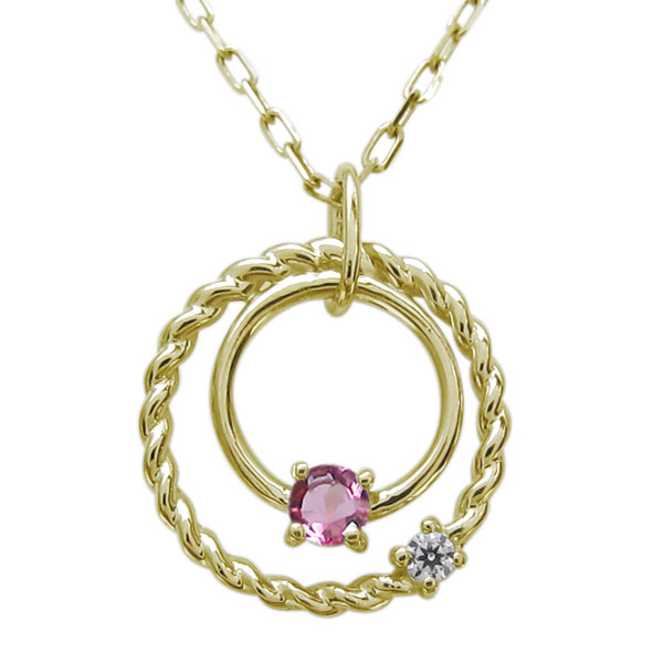 ピンクトルマリン・ネックレス・縄・ロープ・ペンダント・華奢・ネックレス