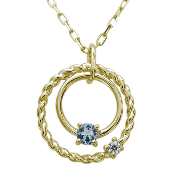 アクアマリンサンタマリア・ネックレス・縄・ロープ・ペンダント・華奢・ネックレス