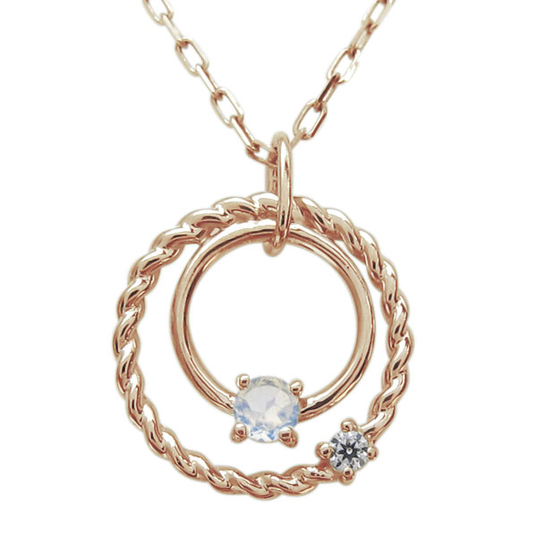 縄 サークルネックレス ロイヤルブルームーンストーン ロープ ペンダント 18金(4)