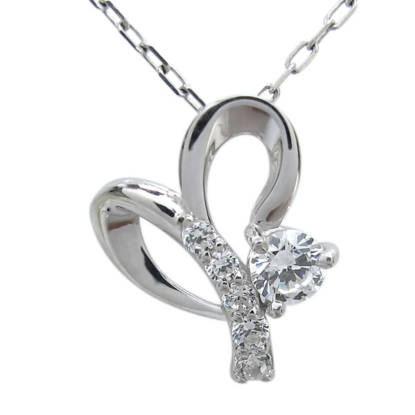 プラチナ・ダイヤモンド・ネックレス・オープンハート・ハート・ペンダント