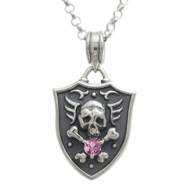 ピンクサファイアスカルネックレス髑...