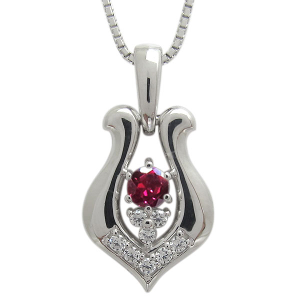 プラチナ メンズ 馬蹄ネックレス ルビー ペンダント 父の日 2024