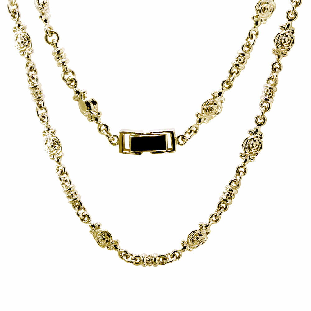 チェーン K18 18金 18K ゴールド メンズ 薔薇 中折れクラスプ ネックレス