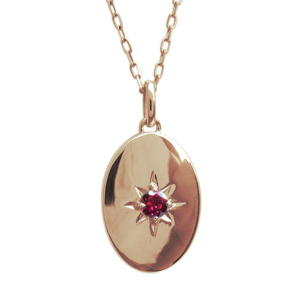 ネックレス・ルビー・7月誕生石・レディースペンダント・シンプル・楕円・10金 プレゼント 母の日 2024